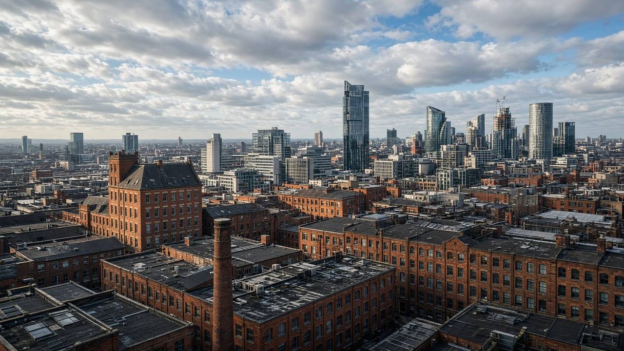 Manchester rooftops mixing mills and glass towers