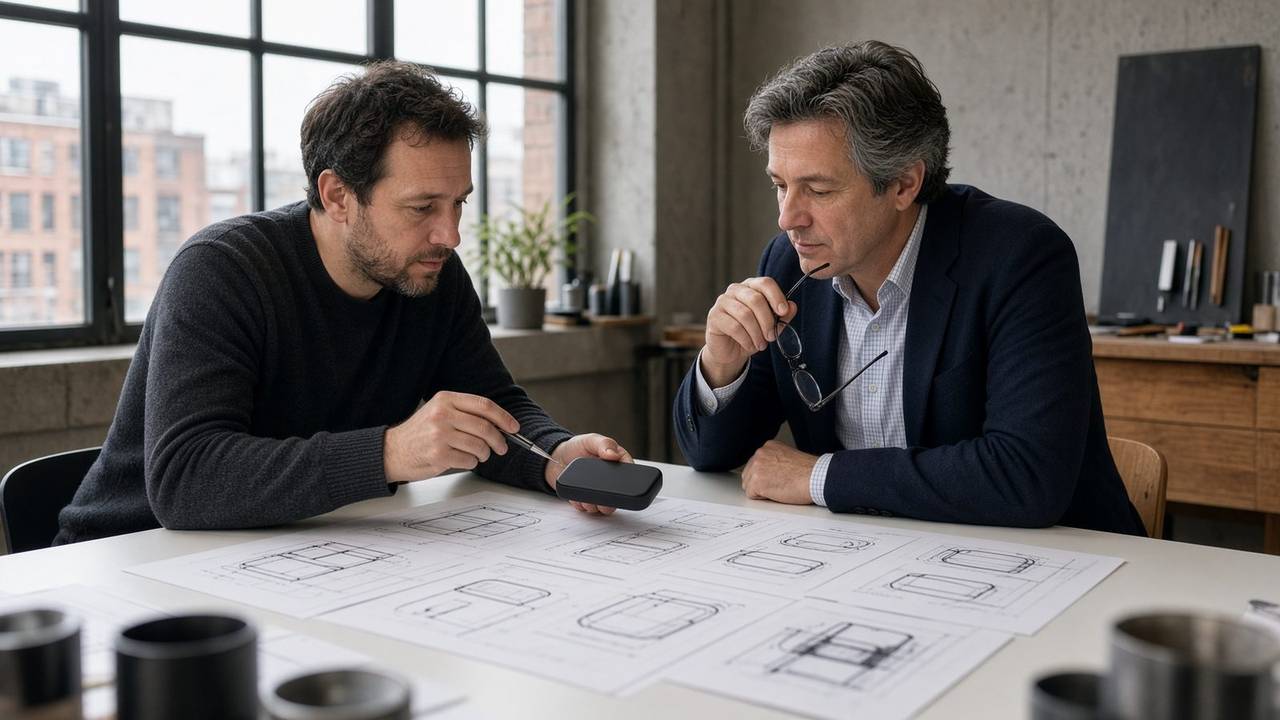 Product and counsel reviewing a prototype